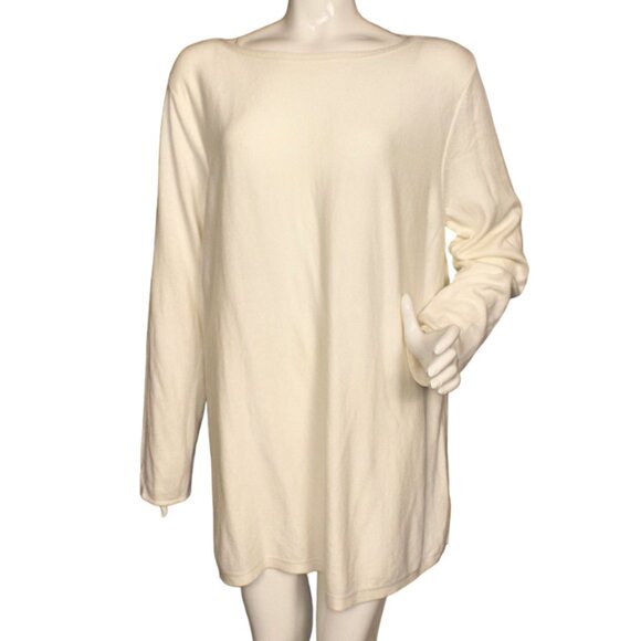 J.JILL Cotton Sweater, XL, Winter white, Long sleeve, Pullover, Crew neck, Ecru - Picture 1 of 10
